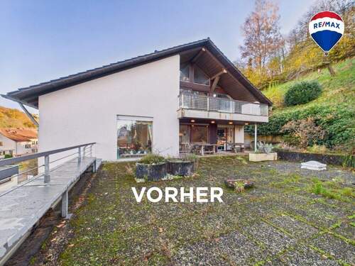 RE/MAX Immobilien DeLux Wohn-Geschäftshaus Merzig Terrasse vorher - 