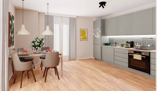 Moderne Küche mit Essbereich - Etagenwohnung mit 102,00 m&sup2; in Berlin zum Kaufen