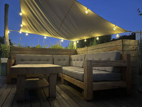 Terrasse mit Sonnensegel - Einfamilienhaus mit 210,00 m&sup2; in Radbruch zum Kaufen