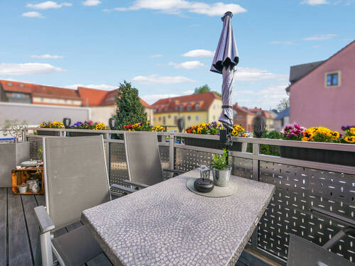 Balkonaussicht (3-Raum-Maisonettewohnung, Haus Nr. 5) - 