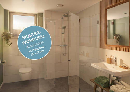 Musterwohnung Duschbad - Urbaner Rückzugsort: Stilvolle 2-Zimmer-Wohnung mit Loggia - bezugsfertig Spätsommer 2026