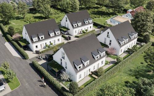 Vogelperspektive - NEUBAU - Doppelhaushälfte mit 239m' Grundstück im Nürnberger Norden