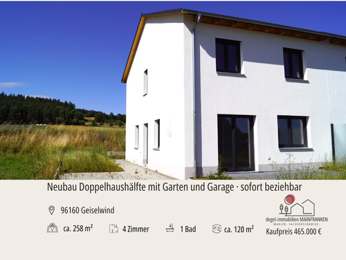 Nur noch Möbel rein und einziehen! - Offen. Hell. Zuhause. - Wohnglück im Erstbezug in Geiselwind