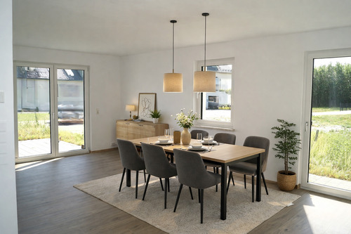 Das Esszimmer könnte genauso möbliert werden. - 