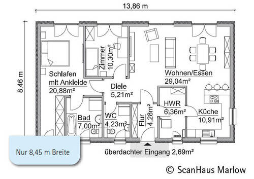 SH-100-B-Variante-B-Erdgeschoss - 3 Zimmer Einfamilienhaus in Aschersleben