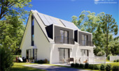 Ansicht Süd-West - Wohnen in der Natur - Neubau-DHH mit Garten und A+ Effizienzklasse und Keller in Wohnraumqualität
