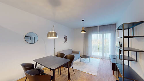 Wohnbereich - Fully furnished: 2 room with fitted kitchen and balcony