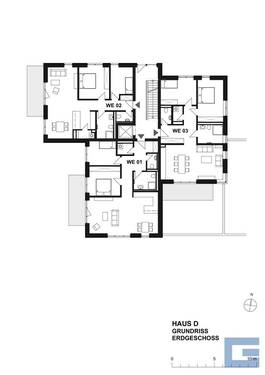 Geschossplan - Haus D - Erdgeschoss - 3 Zimmer Etagenwohnung zum Kaufen in Heikendorf