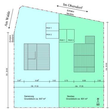 601 m² sofort bebaubar - Grundstück mit Teilung und Baugenehmigung Nur ca. 2 km bis BS