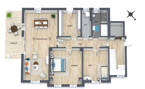 Erdgeschoss 3D.jpg - 3 Zimmer Etagenwohnung in Ilmenau