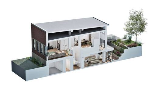 01_BT4 - 3D Schnitt - Ihr Stadthaus mit Galerie und Terrassen - Wohnen über zwei Ebenen_Nr.36