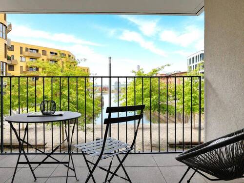 Balkon mit Blick auf das Hafen - 2 Zimmer Terrassenwohnung zum Kaufen in Mainz