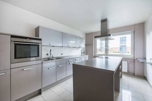 Imposante Küche mit großer Kochinsel - 6 Zimmer Reihenmittelhaus in Düsseldorf