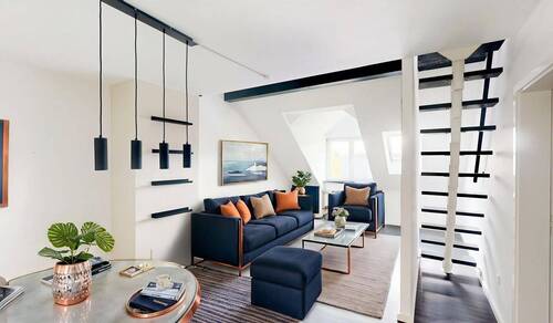 Einrichtungsbeispiel Wohnzimmer - Charmante 2-Zimmer-Dachgeschosswohnung mit Wohlfühlambiente