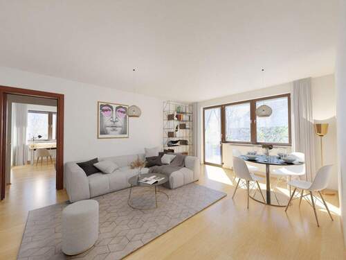 Visualisierung Wohnzimmer - Charmante, vermietete 3-Zimmerwohnung mit Duplexparker in München Pasing