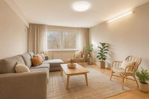 Visualisierung Wohnzimmer - Gut geschnittene 4-Zimmer-Wohnung mit Blick ins Grüne