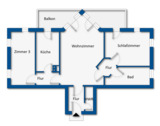 Grundrissskizze 3-Zi.-Wohnung - 