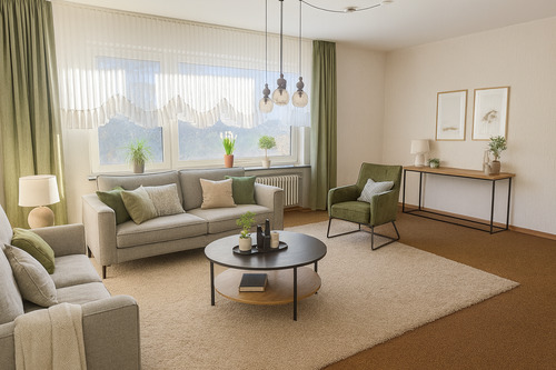 Wohnzimmer KI-generiert - Einfamilienhaus mit 306,00 m&sup2; in Bad Laasphe zum Kaufen