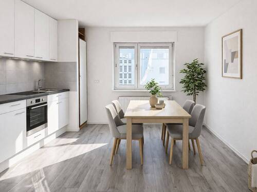 Wohnzimmer (Einrichtung KI) - 2 Zimmer Etagenwohnung zum Kaufen in Augsburg