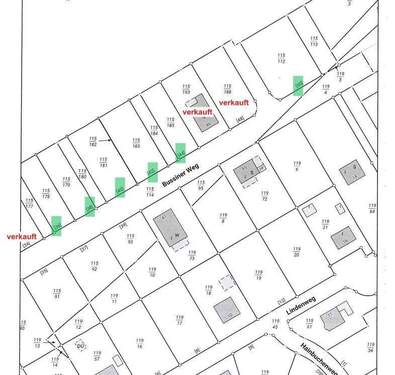 freie Grundstücke grün markiert - 