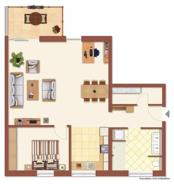 Wohnungsplan 2-Zimmer - 