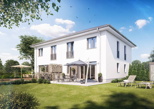Doppelhaus_Putz_DZ554_VISU_Garten (2).jpg - Doppelhaushälfte - 434.600,00 EUR Kaufpreis, ca.  125,00 m² Wohnfläche