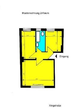 Skizze - Etagenwohnung mit 39,00 m&sup2; in Forst (Lausitz) zur Miete