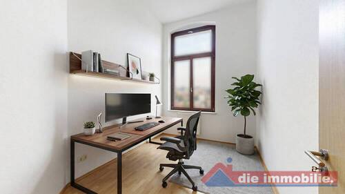 Arbeitszimmer_KI-möbliert - Etagenwohnung mit 76,70 m&sup2; in Magdeburg / Altstadt zum Kaufen