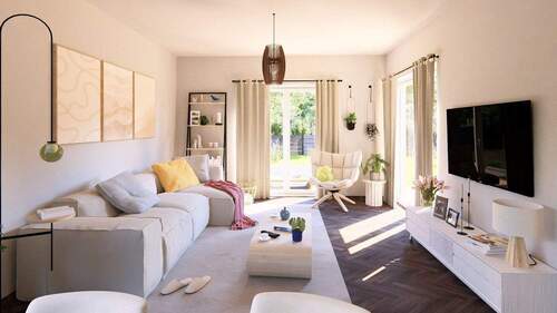 Wohnzimmer - 4 Zimmer Bungalow zum Kaufen in Klipphausen