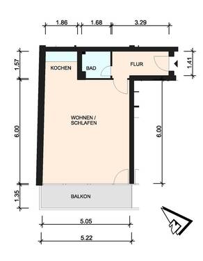 0845-023_GR_045qm_160420.jpg - 1 Zimmer Etagenwohnung zur Miete in Ahrensburg