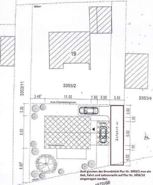 Hausplan mit Geh, Fahrt und Leitungsrecht.jpg - Grundstück in Bruckmühl zum Kaufen
