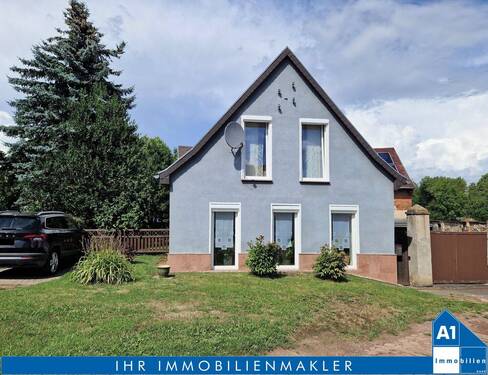 Hausansicht - Einfamilienhaus mit Nebengelass auf einem großen und von viel Grün umgebenen Grundstück am Ortsrand von Nauendorf