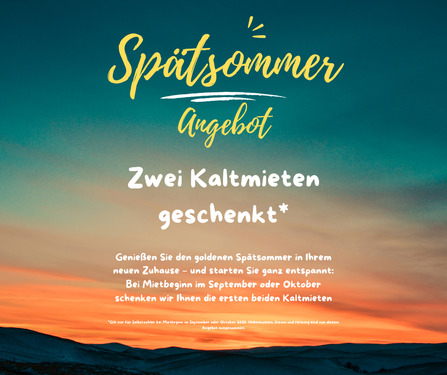 Spätsommer Angebot - MB 01.11.25, MM an CS 15.10.25, Stellplatz 1 Jahr mietfrei! Wohnung Angebot - Zwei Kaltmieten frei!