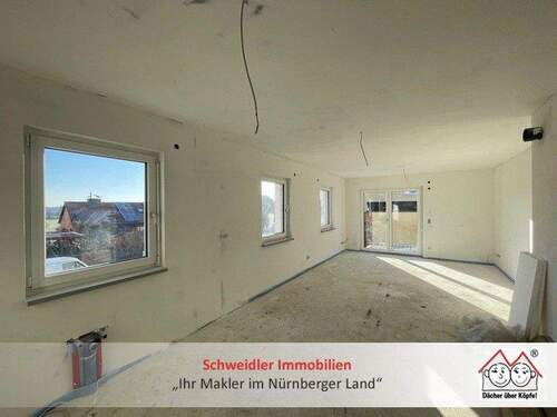 Offener Wohn-/Kochbereich - NEUBAU-Erstbezug!!! Lichtdurchflutete & top moderne 2-Zimmer-Wohnung mit Sonnenbalkon in Fürth-Vach