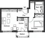 Grundriss - 2 Zimmer Etagenwohnung in Leipzig