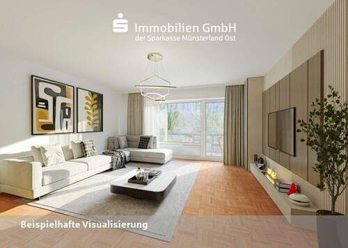 Visualisierung Wohnzimmer - 2 Zimmer Etagenwohnung zum Kaufen in Münster