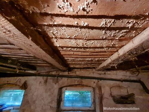 Holzbalkendecke auch im Keller - 