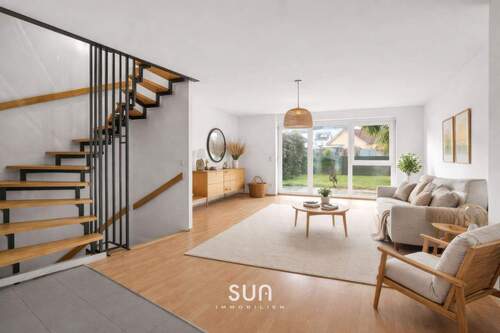 WOHNZIMMER STAGED - GEPFLEGTE DOPPELHAUSHÄLFTE mit Garten, Balkon & Dachterrasse in ruhiger Lage von Sprendlingen