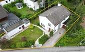 Luftbild mit gelbem Grenzverlauf - 6 Zimmer Mehrfamilienhaus, Wohnhaus zum Kaufen in Neubiberg