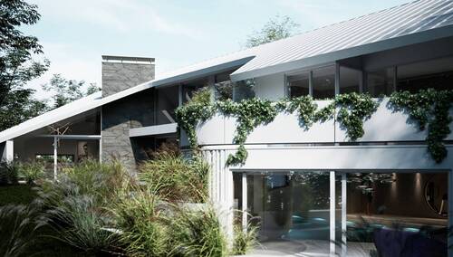 Hausansicht Südwest Visualisierung - 9 Zimmer Einfamilienhaus in Grünwald