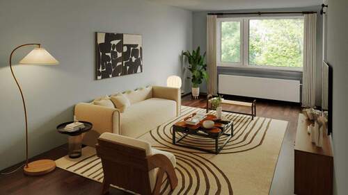 Wohnzimmer (Renovierungsbeispiel) - Raum für Ideen - sanierungsbedürftige 4-Zimmer-Wohnung