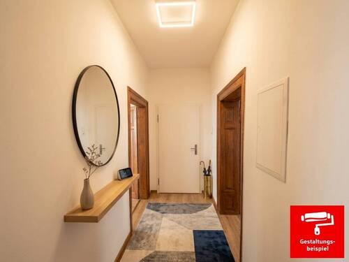 Diele mit Blick zur Eingangstüre - Gestaltungsbeispiel - 3 Zimmer Etagenwohnung zum Kaufen in Fürth