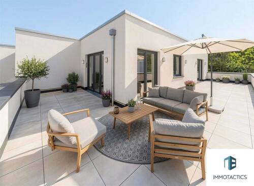 Dachterrasse - (KI generiert) - barrierefreier Penthouse-Erstbezug mit 4 Zimmer, großer Dachterrasse und QNG-Standard in Bingen