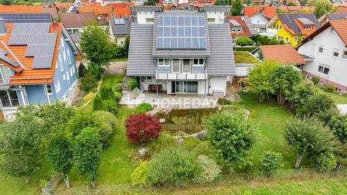 Außenansicht Drohne 3 - Architekten-Energieeffizienshaus mit Gartenparadies & gehobenem Wohnkomfort