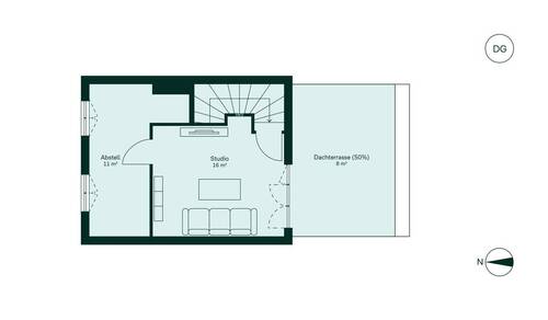 Ausgebautes Dachstudio mit angrenzender Dachterrasse - 