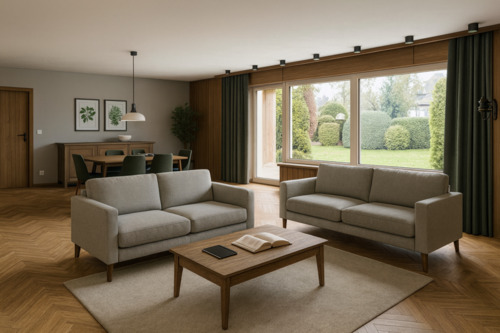 Beispieleinrichtung Wohn- und Essbereich (Digitales Home-Staging) - 
