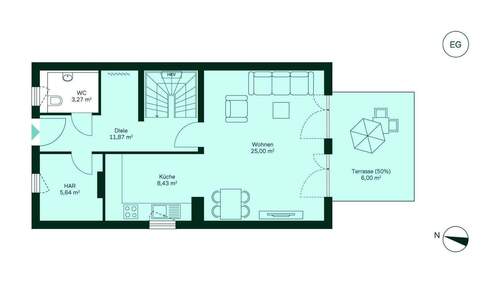 Geräumiges Erdgeschoss mit offenem Wohn- und Küchenbereich - 