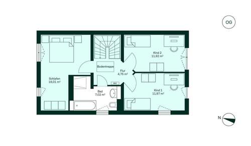 Geräumiges Obergeschoss mit viel Stauraum - 