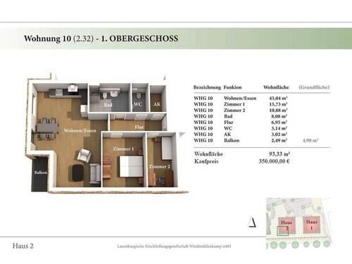 1. OG Wohnung 2.10 - 3 Zimmer Etagenwohnung zum Kaufen in Lauenburg an der Elbe