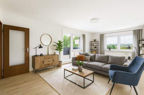 Wohnzimmer visualisiert - 2-Zimmer-Wohnung mit Potential im 2.OG eine Mehrparteienhauses in begehrter Lage von Veitshöchheim!